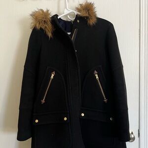 J. Crew Black Italian Stadium Cloth Winter Parka Coat